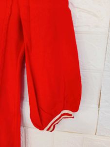 Chic Red Knit Top with Bow Details