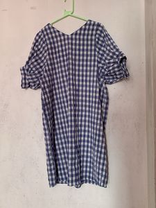 Blue Gingham Checkered Dress
