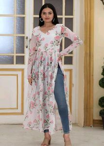 Women's Floral Print Long Kurta