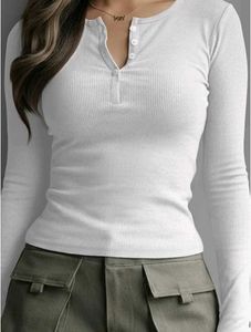 Ribbed Long Sleeve Henley Top