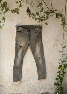 Distressed Grey Denim Jeans