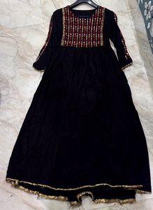 Embroidered Black Kurta
