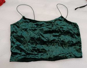 Green Velvet Cami Top 32 to 34 strechy