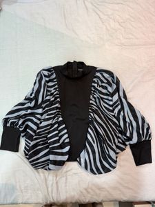BRAND NEW- Stylish Zebra Print Balloon Sleeve Top