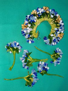 Blue &amp; White gold Floral Hair Accessory