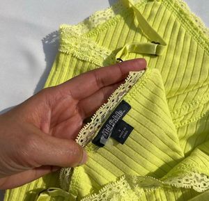 Neon Green Lace Trim Cami Tank Top