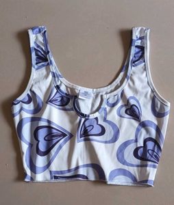 Y2k Heart Print Notch-Neck Tank