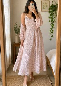Floral Midi Dress Slv Less with Jacket