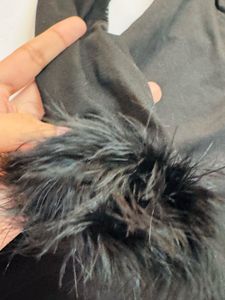 Feather Trim bodycon dress