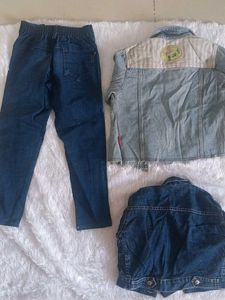 combo of 2 denim jacket and 1 pant