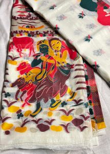 Bonolota Jamdani Saree Krishna Theme