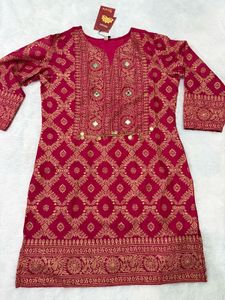Pink handwork kurta and pant set