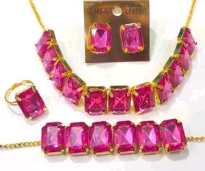 Rani dark pink stone gold Plated Combo Choker Set
