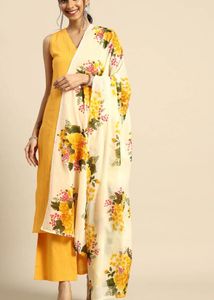 Elegant Yellow Kurta Set with Floral Dupatta