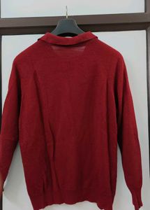 Men's Red Knit Polo Sweater