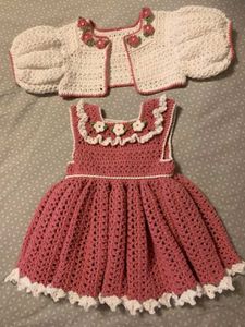 Handmade Crochet Dress & Cardigan Set