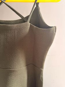 Olive Green Strappy Fit &amp; Flare Dress