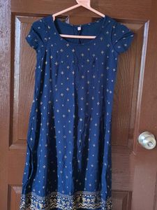 Beautiful Blue Kurta with Gold Print