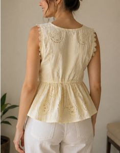 Charming Eyelet Peplum Top