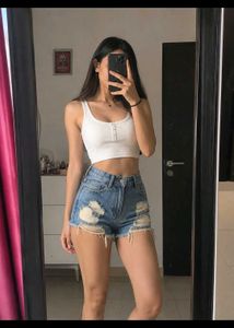 Distressed Denim Shorts