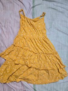 Yellow Polka Dot Tiered Dress