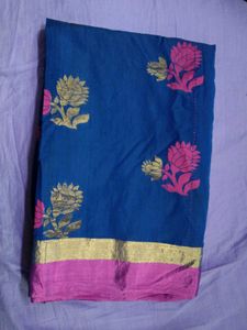 Elegant Blue &amp; Pink Saree
