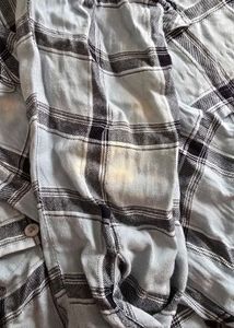 Light Blue Plaid Cropped Shirt