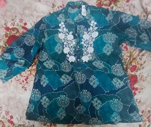 Blue Embroidered Top Size XXL