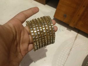 Elegant Pearl &amp; Gold Bangles Set