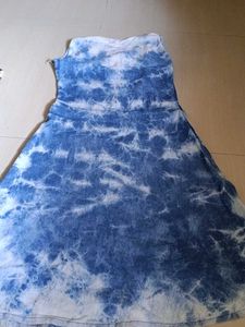 Blue Tie-Dye Denim Dress