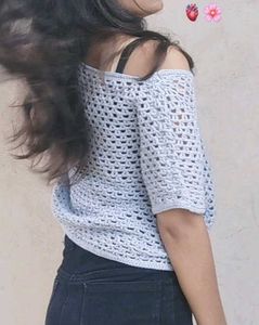 Crocheted V-Neck Mess Top