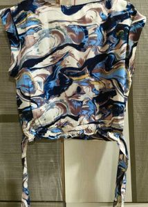 Stylish Abstract Print Wrap Top
