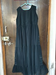Elegant teal blue Tiered Ethnic Gown