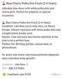 Blue Cherry Polka Dot Frock