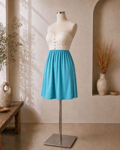 Chic Lace & Turquoise Strapless Dress