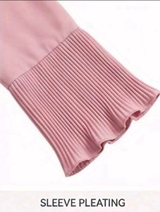 combo🔥Pink Ruffle Collar Top &amp; Denim Skirt Set
