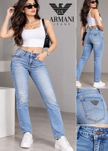 Emperio ARMANI WomenLight Wash Distressed Jeans