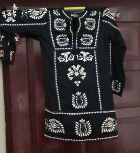 Elegant Black Co-ord Set with White Embroidery