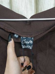 Brown Capris with Decorative Buttons