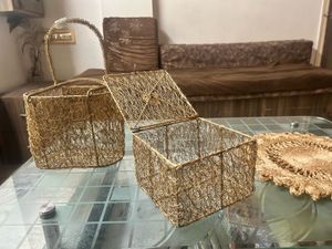 Elegant Gold Wire Storage Baskets