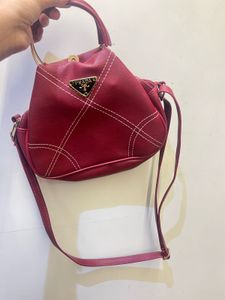 Maroon Handbag with Sling (cherry colour coded)