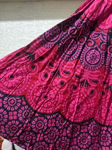 Bohemian Pink &amp; Black Print Skirt