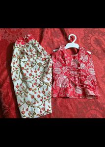 Baby Girl White Ethnic Skirt Set combo 3