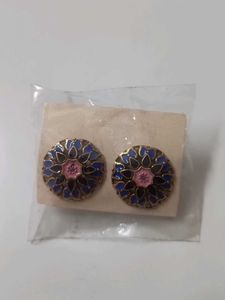 Floral Enamel Stud Earrings