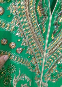 Semi stich  Green Embellished Kurta Set