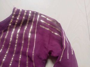 Elegant Purple Gown with Bell Sleeves