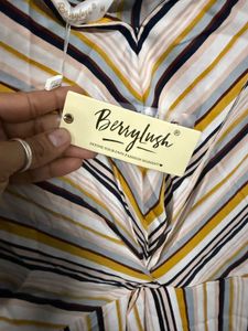 Yello White Black Stripped Dress New With Tag