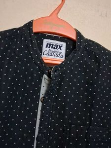 black polka print cotton mens shirt