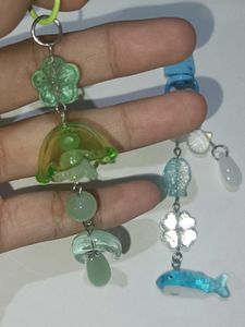jelly fish and whale keychains