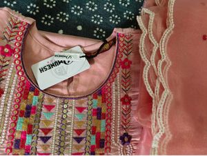Elegant Peach Embroidered Kurta Set